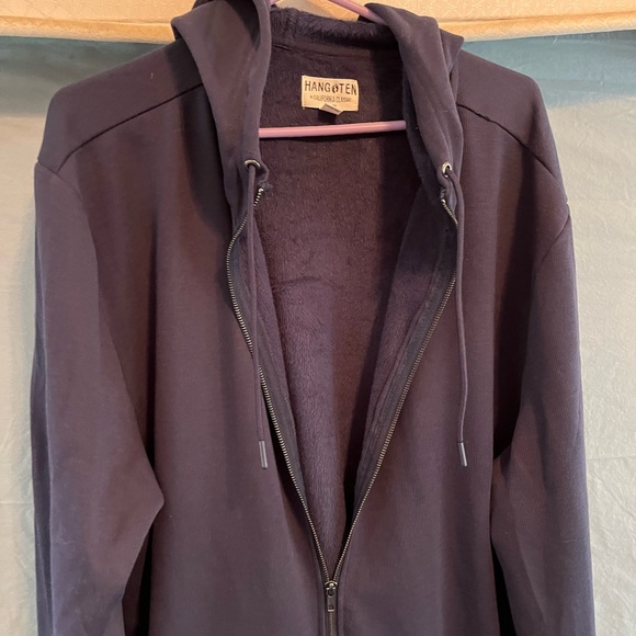 Mens XXL HANG 👣 TEN CALIFORNIA CLASSIC ZIP UP DARK BLUE HOODIE WITH POCKET - Picture 5 of 7